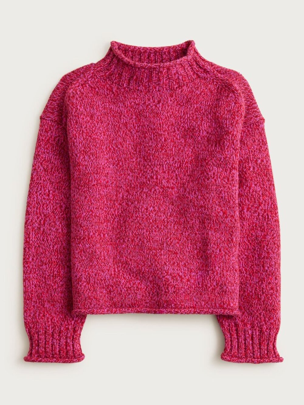J.Crew 2025 Rollneck Sweater Red Navy Ivory Marl S
